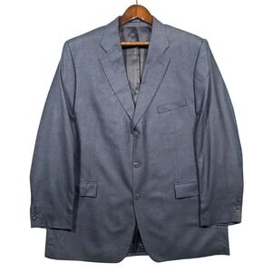 Carlo Mandrone Blazer Mens 50L Blue Grey Silk Wool 3-Button Jacket